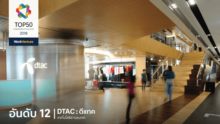 Top 50 Companies of 2018! WorkVenture เผย 50 บริษัทที่คนรุ่นใหม่สนใจที่สุดประจำปี 2018 - อันดับ 12 | Dtac : ดีแทค