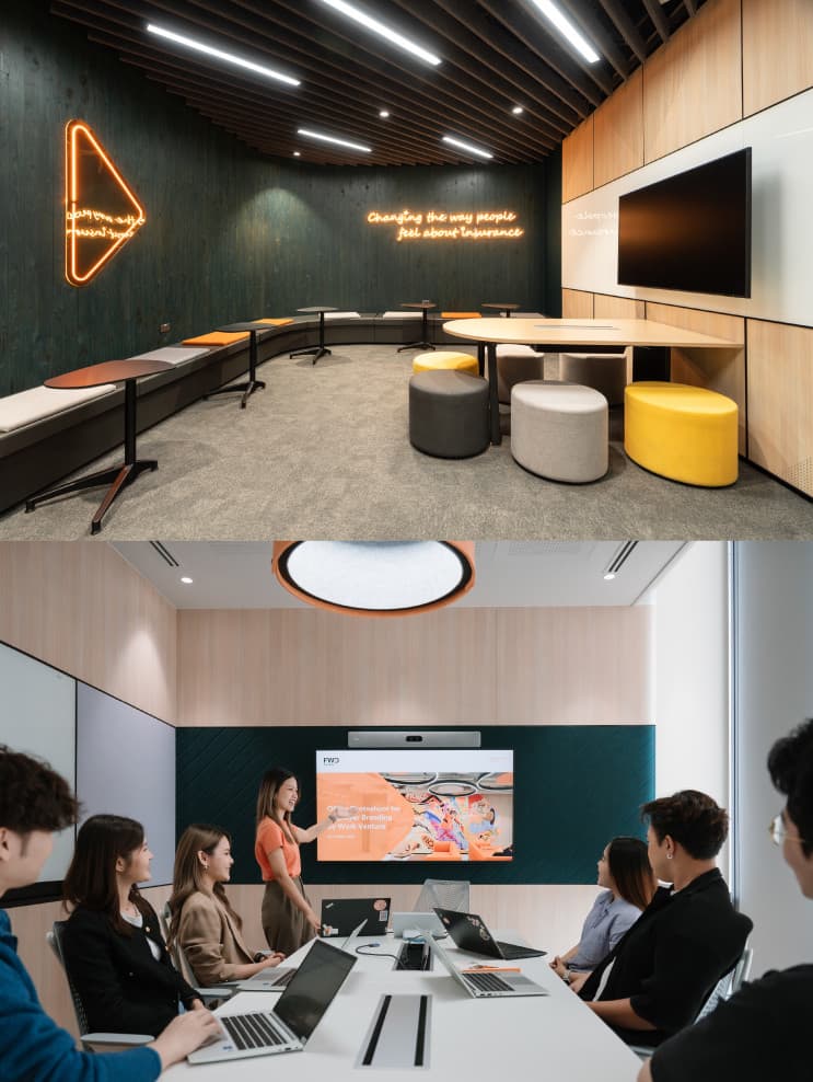 ค้นพบโลกแห่งความเข้าใจที่ FWD ประกันชีวิต : Empathetic Office ที่ใส่ใจทุกหัวใจคนทำงาน - ยืดหยุ่นและสะดวกสบายไปพร้อม ๆ กันที่โซนโต๊ะทำงาน