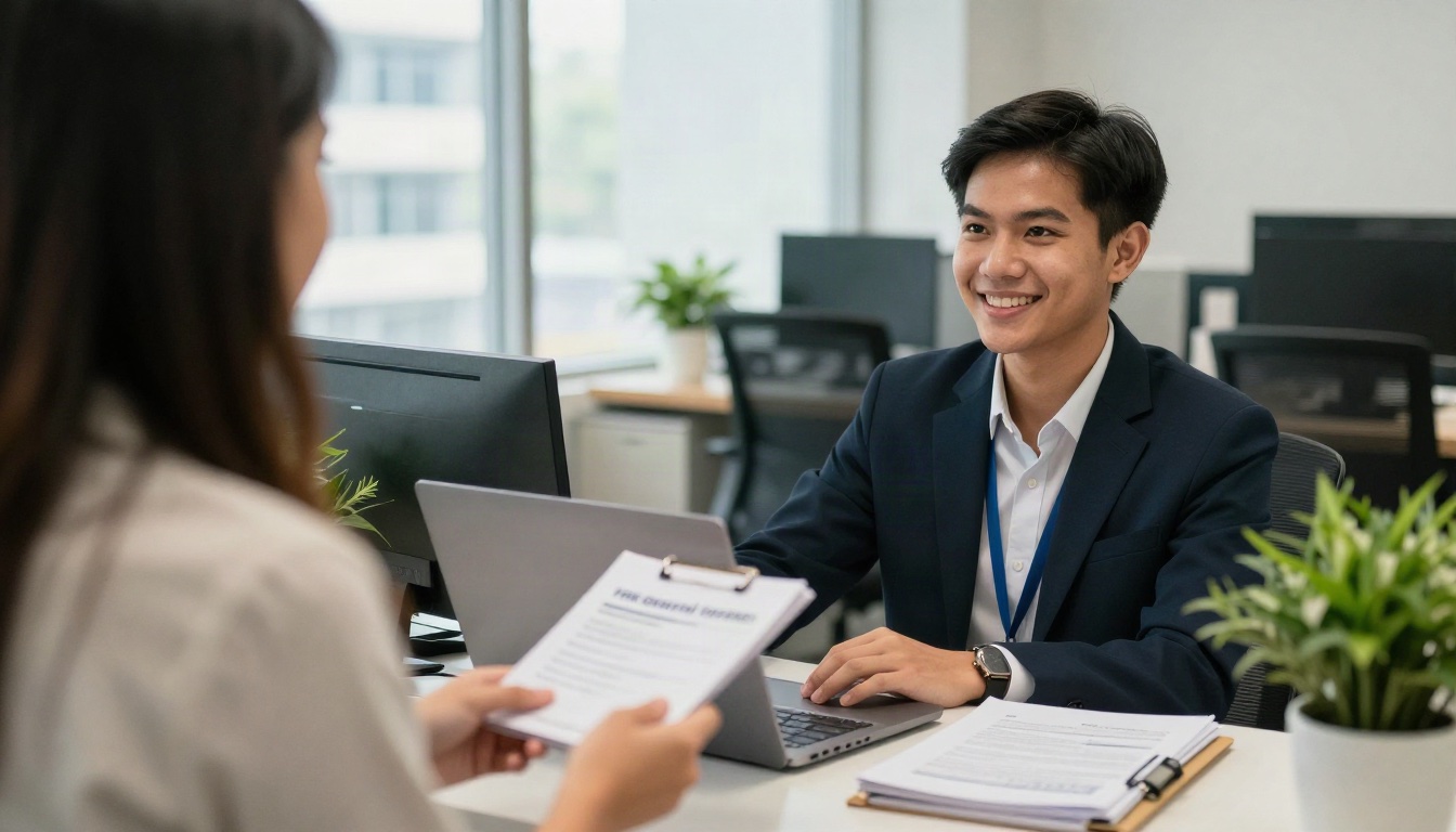 HR Generalist workplace scene in Thailand - cinematic documentary office photo