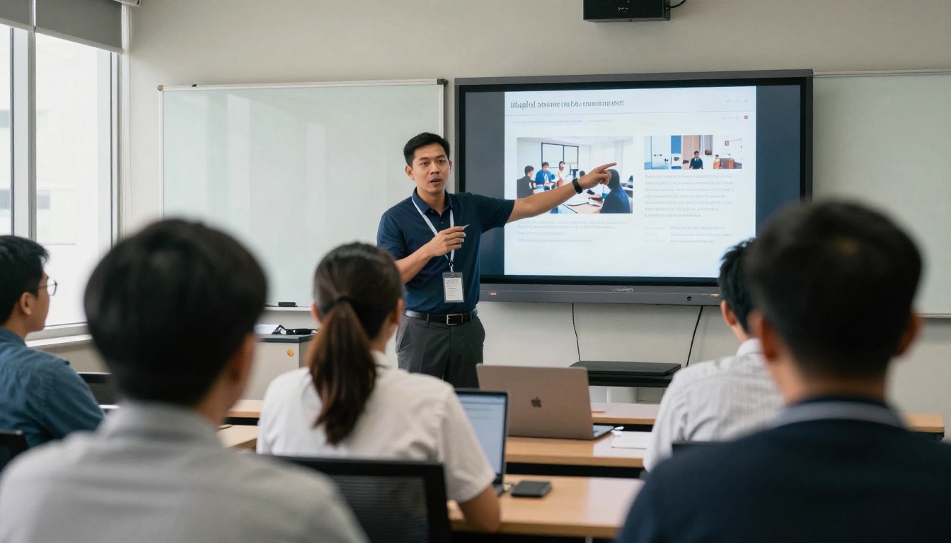 Training & Development Officer workplace scene in Thailand - cinematic documentary office photo